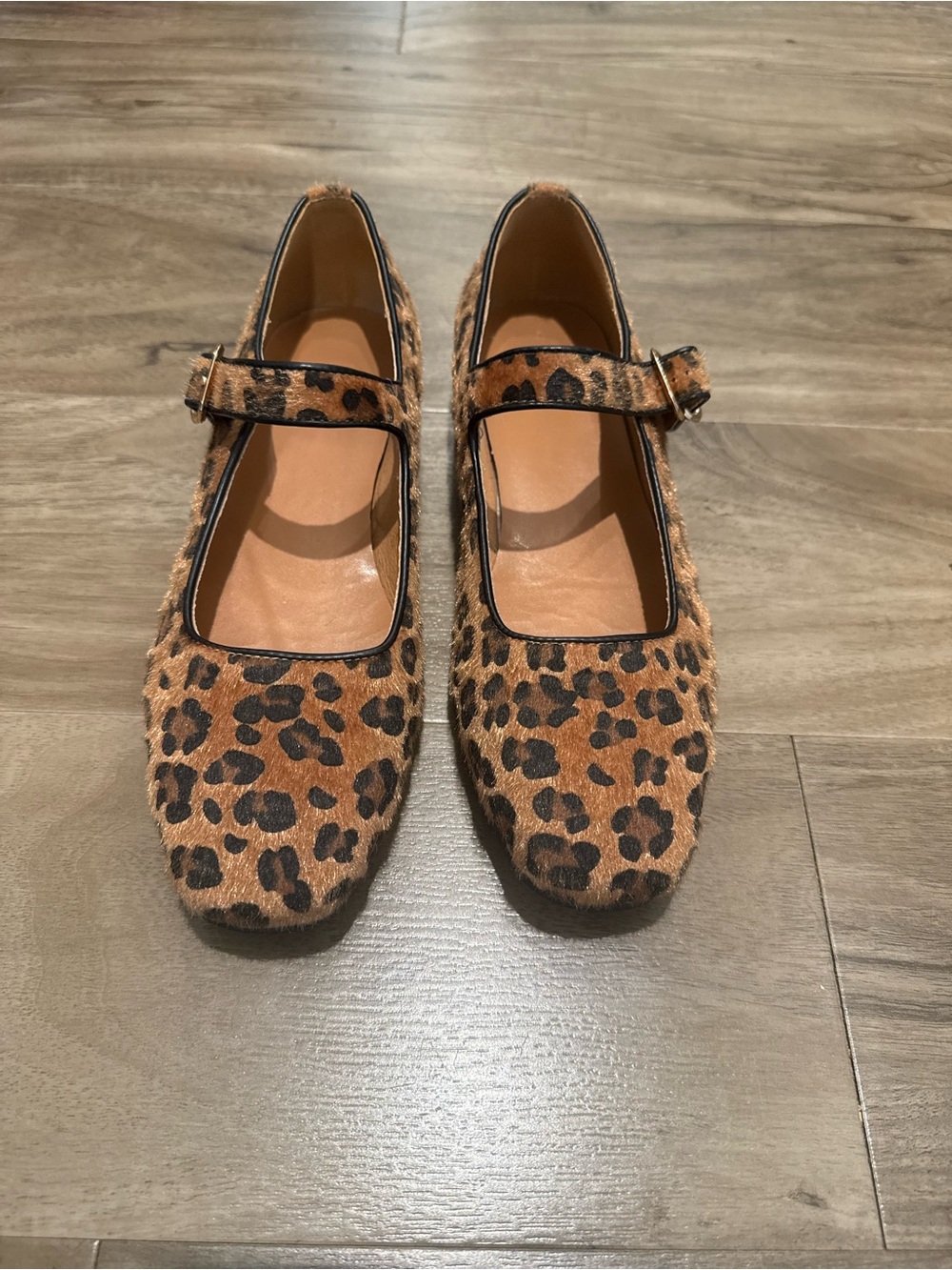 Leopard Calf Hair Mary Jane Flats Size 8.5 Ballet Shoes Quiet Luxury Coquette - Picture 4 of 8
